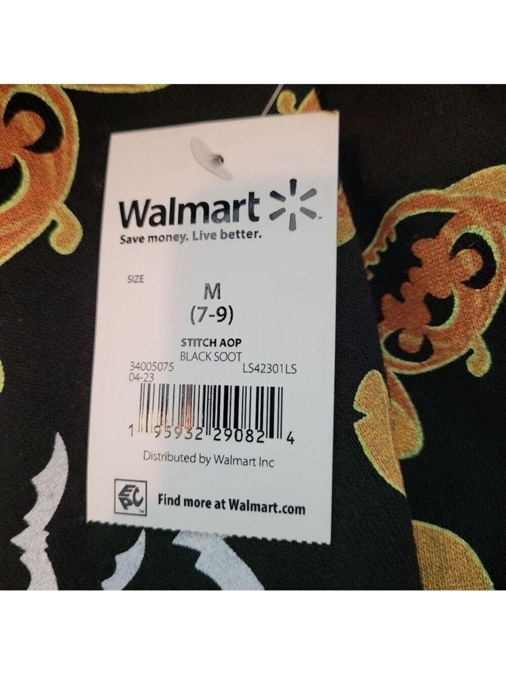 Juniors Disney Stitch Halloween Black Orange Pumpkin Bat Sweatshirt M (7-9) NWT - Picture 5 of 5